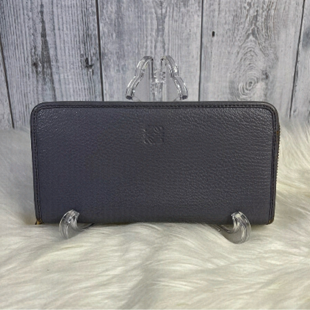 LOEWE continental leather zip wallet in gray